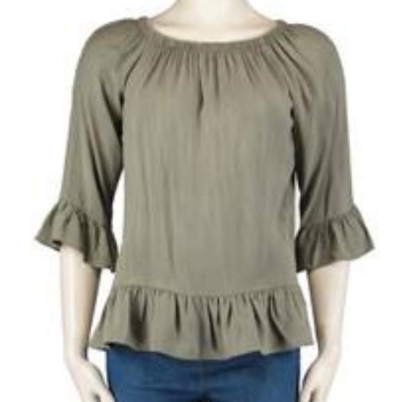 Blue chambray off the shoulder top - Picture 6 of 6